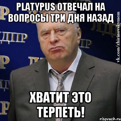 platypus отвечал на вопросы три дня назад хватит это терпеть!, Мем Хватит это терпеть (Жириновский)