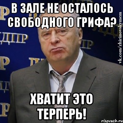 В зале не осталось свободного грифа? Хватит это терперь!, Мем Хватит это терпеть (Жириновский)