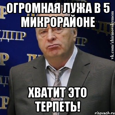 ОГРОМНАЯ ЛУЖА В 5 МИКРОРАЙОНЕ ХВАТИТ ЭТО ТЕРПЕТЬ!, Мем Хватит это терпеть (Жириновский)