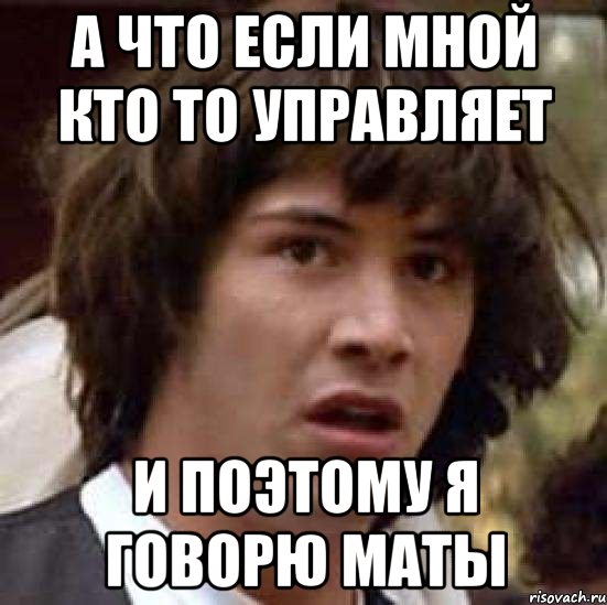 А что если мной кто то управляет И поэтому я говорю маты, Мем А что если (Киану Ривз)