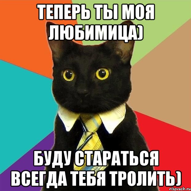 Теперь ты моя любимица) Буду стараться всегда тебя тролить), Мем  Кошечка