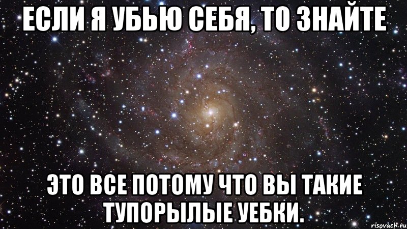 Если я убью себя, то знайте это все потому что вы такие тупорылые уебки., Мем  Космос (офигенно)