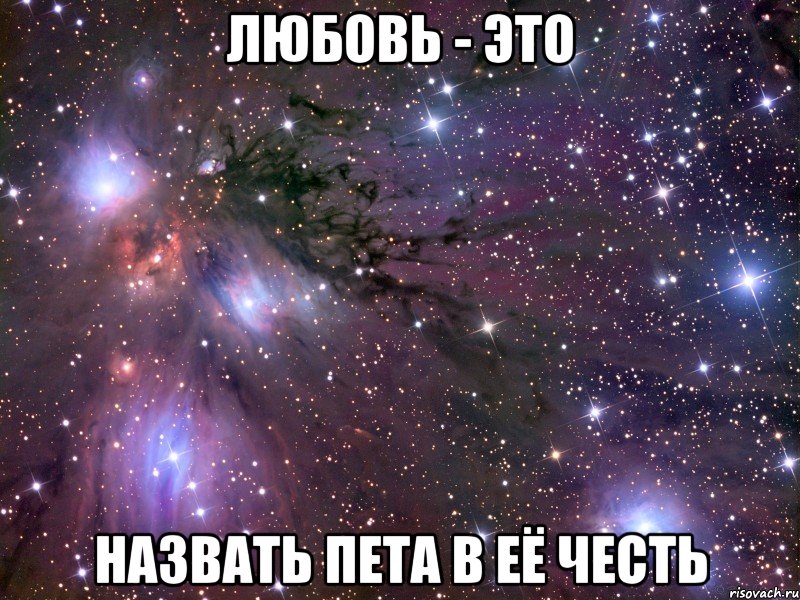 Любовь - это назвать пета в её честь, Мем Космос