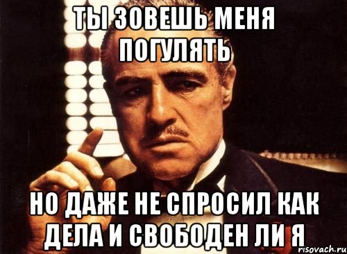 ты зовешь меня погулять но даже не спросил как дела и свободен ли я, Мем крестный отец