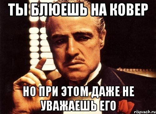 Ты блюешь на ковер Но при этом даже не уважаешь его, Мем крестный отец