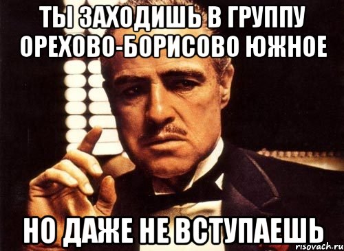 ты заходишь в группу орехово-борисово южное но даже не вступаешь, Мем крестный отец