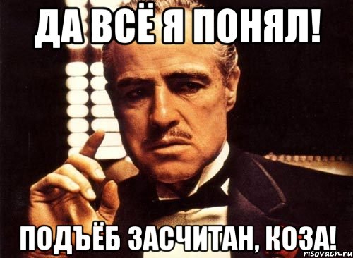 Да всё я понял! Подъёб засчитан, КОЗА!, Мем крестный отец