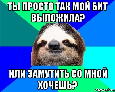 ты просто так мой бит выложила? или замутить со мной хочешь?, Мем Ленивец