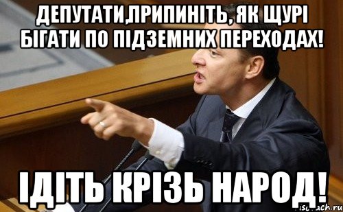 Депутати,припиніть, як щурі бігати по підземних переходах! Ідіть крізь народ!, Мем ляшко