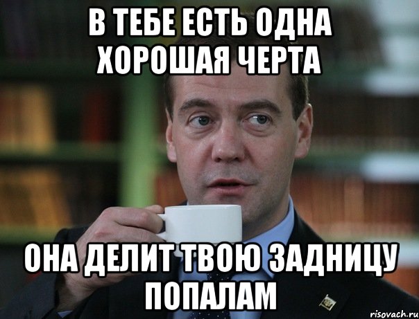 В тебе есть одна хорошая черта Она делит твою задницу попалам, Мем Медведев спок бро