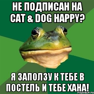 Не Подписан на Cat & Dog Happy? Я Заползу К Тебе В Постель И Тебе Хана!, Мем  Мерзкая жаба