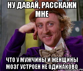 ну давай, расскажи мне что у мужчины и женщины мозг устроен не одинаково, Мем мое лицо