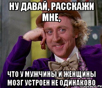 Ну давай, расскажи мне, что у мужчины и женщины мозг устроен не одинаково, Мем мое лицо