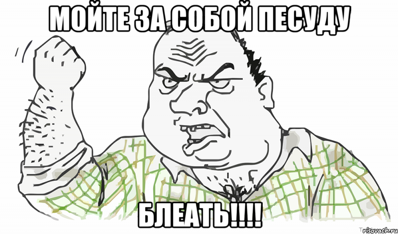 Мойте за собой песуду БЛЕАТЬ!!!!, Мем Будь мужиком