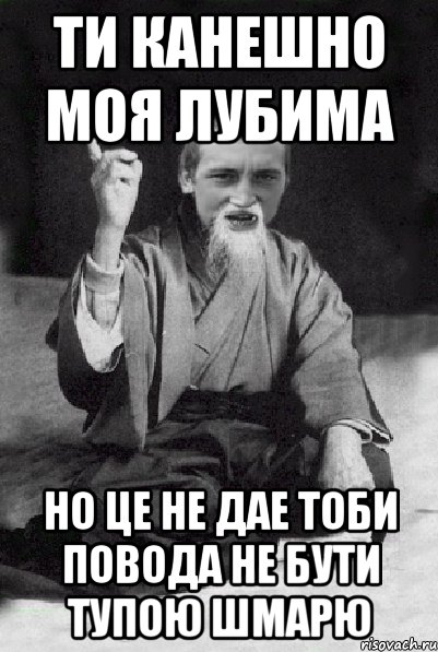 ти канешно моя лубима но це не дае тоби повода не бути тупою шмарю, Мем Мудрий паца