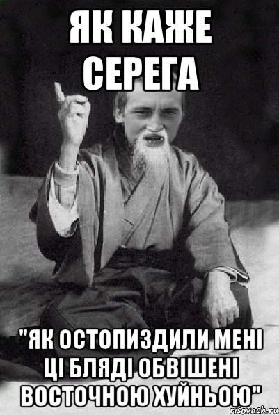 як каже Серега "як остопиздили мені ці бляді обвішені восточною хуйньою", Мем Мудрий паца