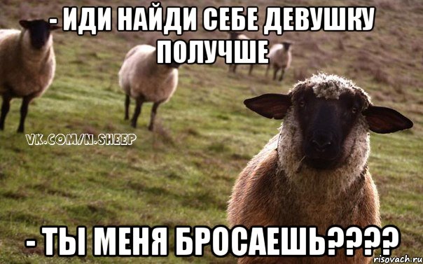 - Иди найди себе девушку получше - Ты меня бросаешь????, Мем  Наивная Овца