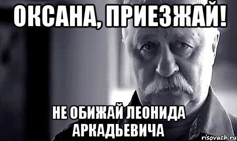 Оксана, приезжай! не обижай Леонида Аркадьевича, Мем Не огорчай Леонида Аркадьевича