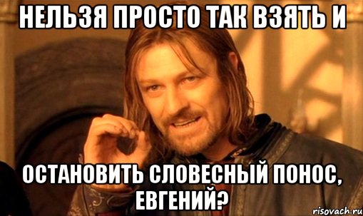 нельзя просто так взять и остановить словесный понос, Евгений?, Мем Нельзя просто так взять и (Боромир мем)