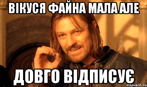 Вікуся файна мала але Довго відписує, Мем Нельзя просто так взять и (Боромир мем)