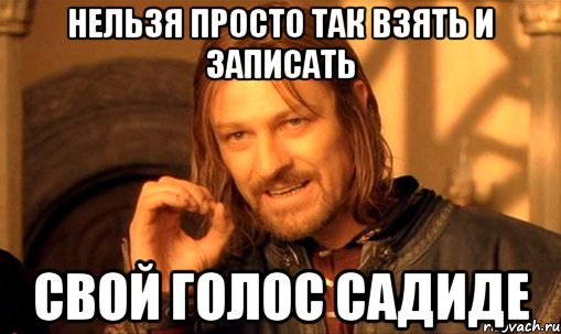 Нельзя просто так взять и записать свой голос Садиде, Мем Нельзя просто так взять и (Боромир мем)