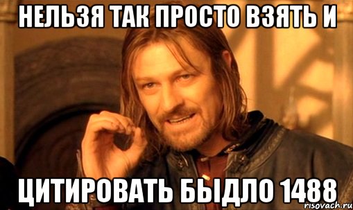 Нельзя так просто взять и цитировать быдло 1488, Мем Нельзя просто так взять и (Боромир мем)