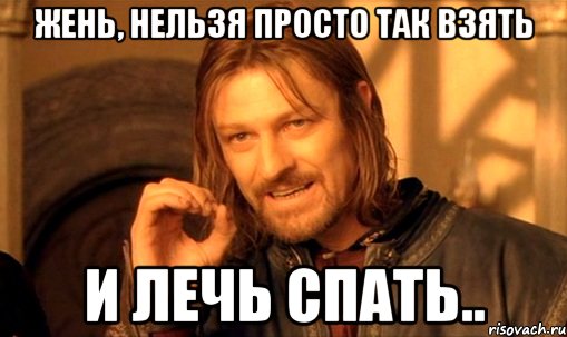 Жень, нельзя просто так взять И лечь спать.., Мем Нельзя просто так взять и (Боромир мем)