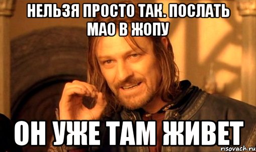 Нельзя просто так. Послать Мао в жопу Он уже там живет, Мем Нельзя просто так взять и (Боромир мем)