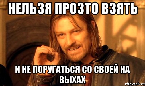 Нельзя прозто взять И не поругаться со своей на выхах, Мем Нельзя просто так взять и (Боромир мем)