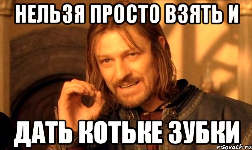 Нельзя просто взять и Дать Котьке зубки, Мем Нельзя просто так взять и (Боромир мем)