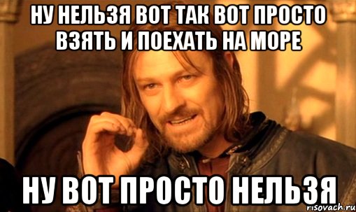 ну нельзя вот так вот просто взять и поехать на море ну вот просто нельзя, Мем Нельзя просто так взять и (Боромир мем)