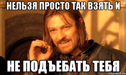 нельзя просто так взять и не подъебать тебя, Мем Нельзя просто так взять и (Боромир мем)