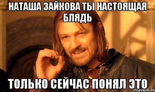 Наташа Зайкова Ты Настоящая Блядь Только Сейчас Понял Это, Мем Нельзя просто так взять и (Боромир мем)