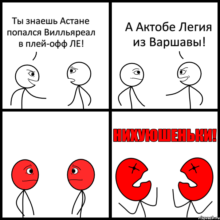 Ты знаешь Астане попался Вилльяреал в плей-офф ЛЕ! А Актобе Легия из Варшавы!, Комикс НИХУЮШЕНЬКИ