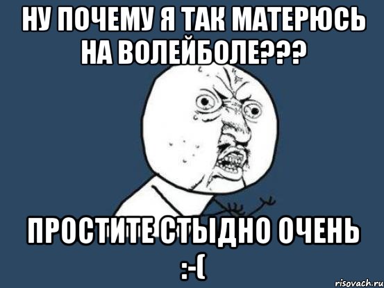 НУ ПОЧЕМУ Я ТАК МАТЕРЮСЬ НА ВОЛЕЙБОЛЕ??? ПРОСТИТЕ СТЫДНО ОЧЕНЬ :-(, Мем Ну почему