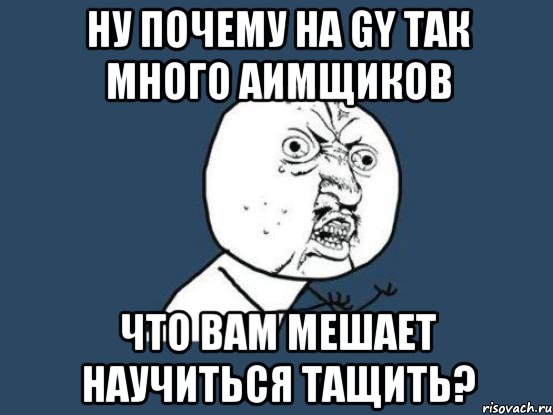 Ну почему на GY так много аимщиков Что вам мешает научиться тащить?, Мем Ну почему