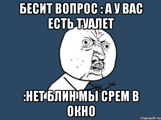 бесит вопрос : а у вас есть туалет :нет блин мы срем в окно