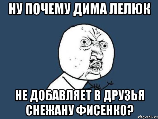 Ну почему Дима Лелюк не добавляет в друзья Снежану Фисенко?, Мем Ну почему