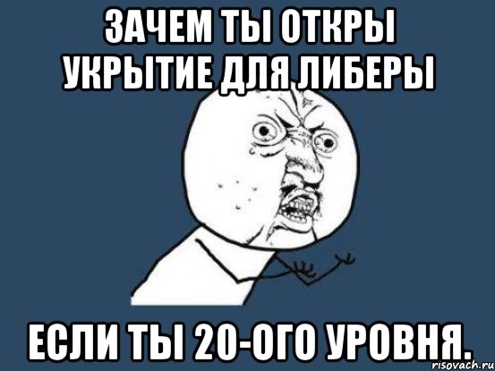 Зачем ты откры укрытие для либеры Если ты 20-ого уровня., Мем Ну почему