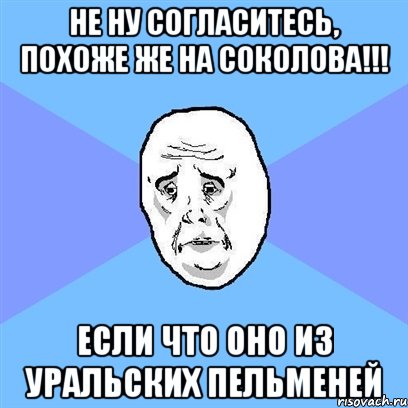 Не ну согласитесь, похоже же на соколова!!! Если что оно из уральских пельменей, Мем Okay face