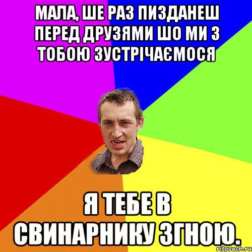 мала, ше раз пизданеш перед друзями шо ми з тобою зустрічаємося я тебе в свинарнику згною., Мем Чоткий паца