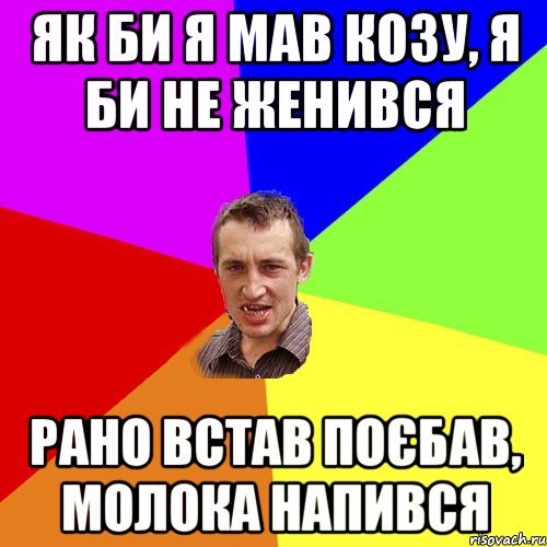 Як би я мав козу, я би не женився рано встав поєбав, молока напився, Мем Чоткий паца