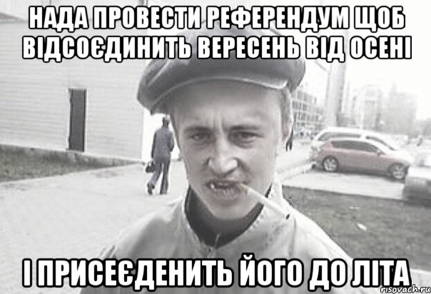 Нада провести референдум щоб відсоєдинить вересень від осені і присеєденить його до літа, Мем Пацанська философия