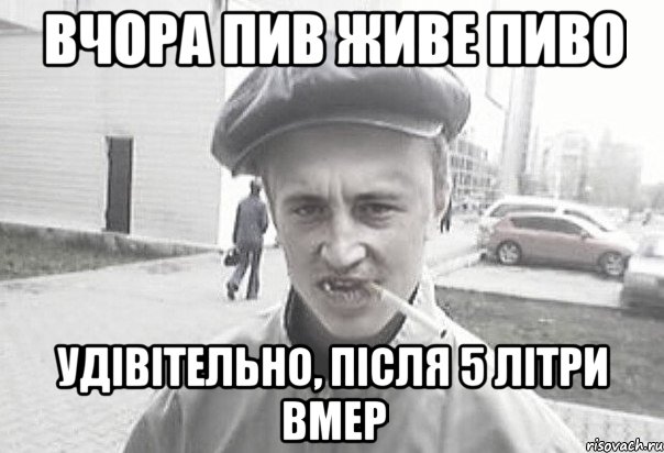 вчора пив живе пиво удівітельно, після 5 літри вмер, Мем Пацанська философия