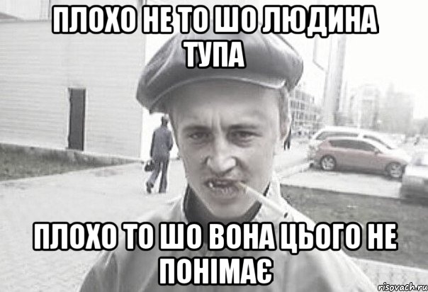 Плохо не то шо людина тупа плохо то шо вона цього не понімає, Мем Пацанська философия