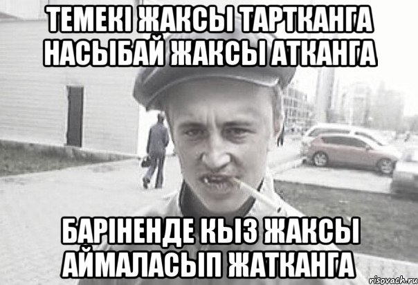 Темекi жаксы тартканга насыбай жаксы атканга Барiненде кыз жаксы аймаласып жатканга, Мем Пацанська философия