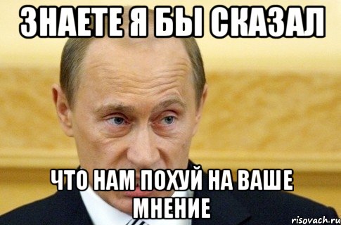 Знаете я бы сказал Что нам похуй на ваше мнение, Мем путин