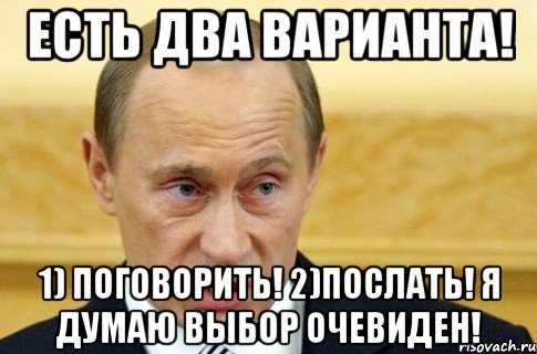 Есть два варианта! 1) поговорить! 2)послать! я думаю выбор очевиден!, Мем путин