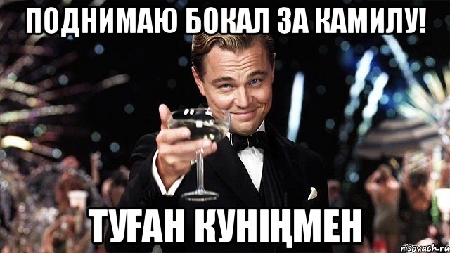 поднимаю бокал за камилу! туған куніңмен, Мем Великий Гэтсби (бокал за тех)