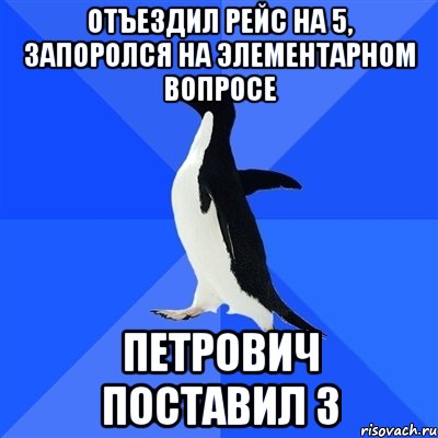 Отъездил рейс на 5, запоролся на элементарном вопросе петрович поставил 3